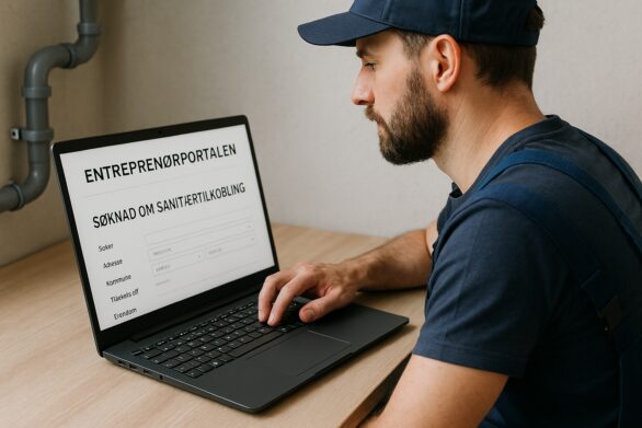 Bilde av en rørlegger som søker om sanitærtilkobling