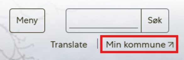 Bilde av innloggingen til Min Kommune på hjemmesidens forside