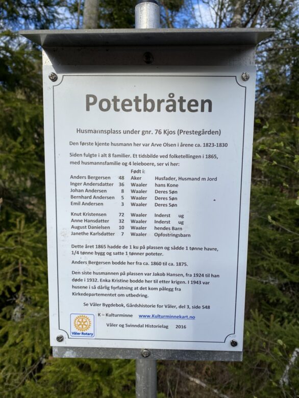 Potetbråten husmannsplass bilde fra Våler Rotaryklubb