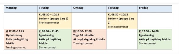 Timeplan høst